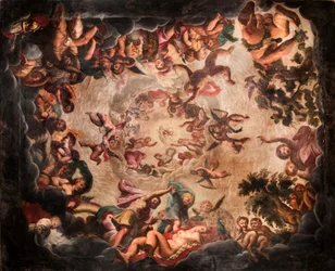 Zicht op het plafond in de Elysium Kamer, Bolsover Castle