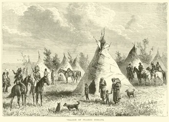 Dorp van prairie-indianen