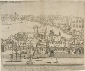 Wagens met schatten die naar de Tower of London worden gebracht, 1744