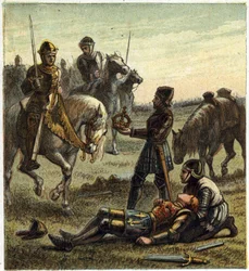 Oorlog van de Twee Rozen: dood van koning Richard III (1452-1485) tijdens de Slag bij Bosworth Field, tussen Richard III en Henri, hertog van Richmond op 22/08/1485. De laatste ontving de kroon van de afgezette koning en werd Henry VII, bekend als Henry Tu
