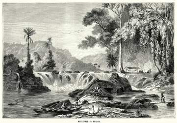 Waterval in Guyana (gravure)