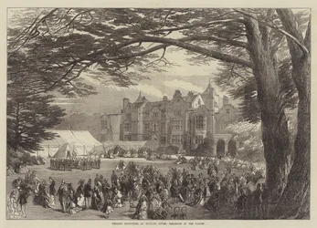 Huwelijksfeesten in Holland House, Ontbijt in de Tuin (gravure)