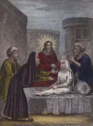 Huil niet, riep hij; toen raakte hij de dode aan ...