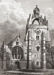 Westelijke voorzijde van Kings College, Aberdeen zoals het was in de 19e eeuw, met de kroon toren van de kapel, uit A Short History of the English People door J. R. Green, uitgegeven in 1893