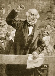 William Gladstone spreekt op een bijeenkomst in Liverpool op 24 september 1896