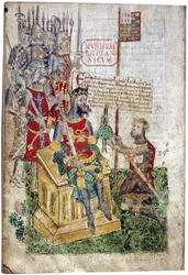 Willem I en de graaf van Bretagne, eind 15e eeuw (illuminatie)