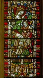 Raam E1 met de Maagd Maria