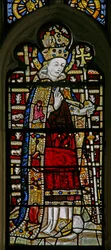 Raam Ew met St. Thomas Becket met juwelen van ingelegd glas