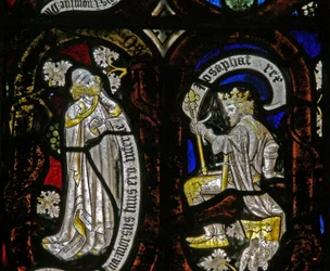 Raam Ew met Jesseboom figuren: een profeet en Josafat