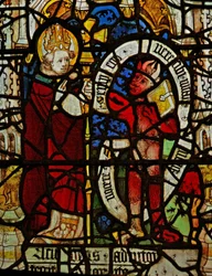 Raam met St. Martinus verdrijft een duivel