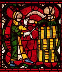 Raam met een tonverkoper, ca.1300