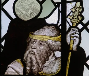 Raam met een detail van het Sint Christoffel raam