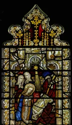 Raam met de geboorte van Christus