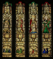 Raam n2 met St. Johannes, St. Gregorius, St. Leonardus en St. Andreas
