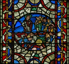 Raam n.II met Mozes; het leger van de farao verdrinkt in de Rode Zee