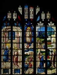 Raam s3 met de Transfiguratie en Opstandingsscènes