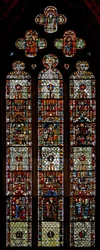 Raam w39 met de martelaarschapen van St. Laurentius, St. Denys en St. Eleutherius