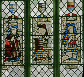 Raam w5 met Sir Ralph Joscelin, Elizabeth Joselin Clifford, Sir Robert Clifford