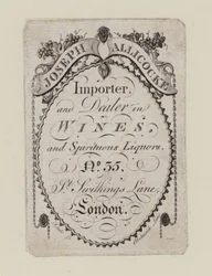 Wijnhandelaren, Joseph Allicocke, handelskaart