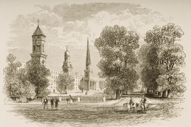 Yale College, New Haven, rond 1870, uit 