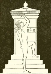 Jonge man schildert een stela