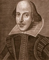 Portret van William Shakespeare, gegraveerd door Martin Droeshout (ca. 1560-ca. 1642), 1623