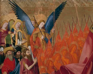 Engelen en heiligen, detail uit de Kroning van de Maagd