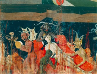 Demonen en verdoemden in de hel (detail)