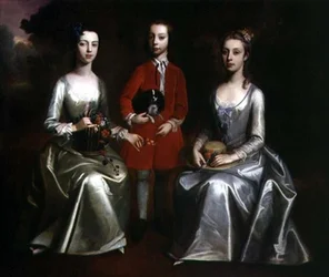 Familieportret van Drie Kinderen, c.1720