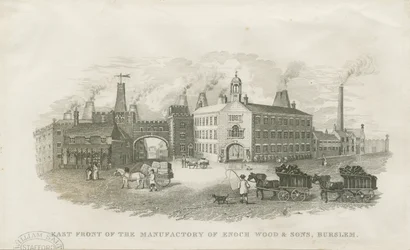 Burslem - fabriek van Enoch Wood & Sons: staalgravure