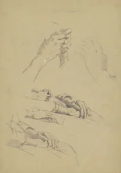 Zes studies van handen, ca. 1870-90