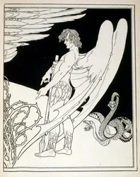 Een reusachtige engel uit het boek Juda geïllustreerd door Ephraim Moses Lilien (1874-1925). Lilien wordt beschouwd als de vader van de zionistische iconografie, gecreëerd in de Jugendstil (Duitse art nouveau) stijl. Hij illustreerde 