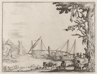Haven met Geankerde Schepen
