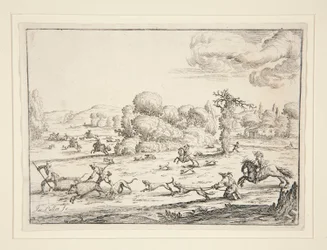 Jachtscène: Bij de Dood (naar een ontwerp van Jacques Callot)