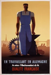 Franse propagandaposter voor STO (verplichte arbeidsorganisatie opgericht in 1943 tijdens de Duitse bezetting van Frankrijk)