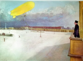 Keizer Frans Jozef bekijkt de eerste zeppelin