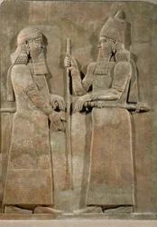 Koning Sargon II en een hoge ambtenaar ...