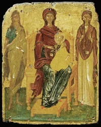 Madonna en Kindje Jezus tussen Johannes de Doper ...
