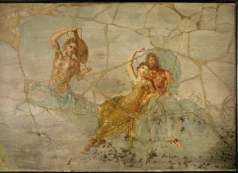 Neptunus en Amphitrite, rijdend op de staart van een triton