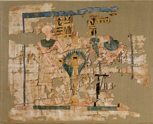 Beschilderde doek, van de oostelijke begraafplaats in Deir el-Medina ...