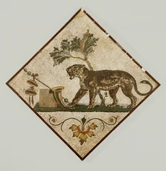 Panter met dionysische symbolen. Uit Pompeii