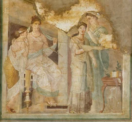 Pompeïsche dames met hun slavenkapper