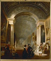 Uitzicht op de Grand Galerie van het Louvre ...