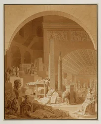 Vivant-Denon aan het werk in de Diana-zaal in het Louvre ...