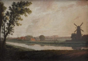 Landschap buiten Kopenhagen met Frederiksberg kerk en paleis in de verte