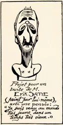 Busteproject van componist Erik Satie (1866-1925) door hemzelf: 