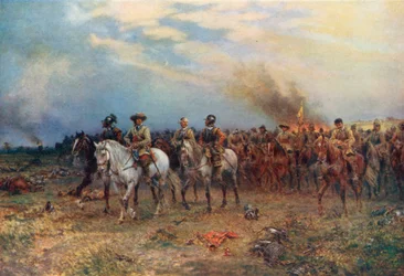 Cromwell bij Marston Moor (kleurenlitho)