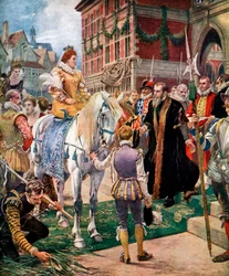Koningin Elizabeth opent de Royal Exchange in 1570, ca. 1920