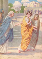 Verginius liet zijn mooie jonge dochter Verginia achter in de zorg van haar verpleegster, ca. 1912, 1912