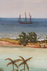 Detail van triptiek van een atol, 1871 wc op papier